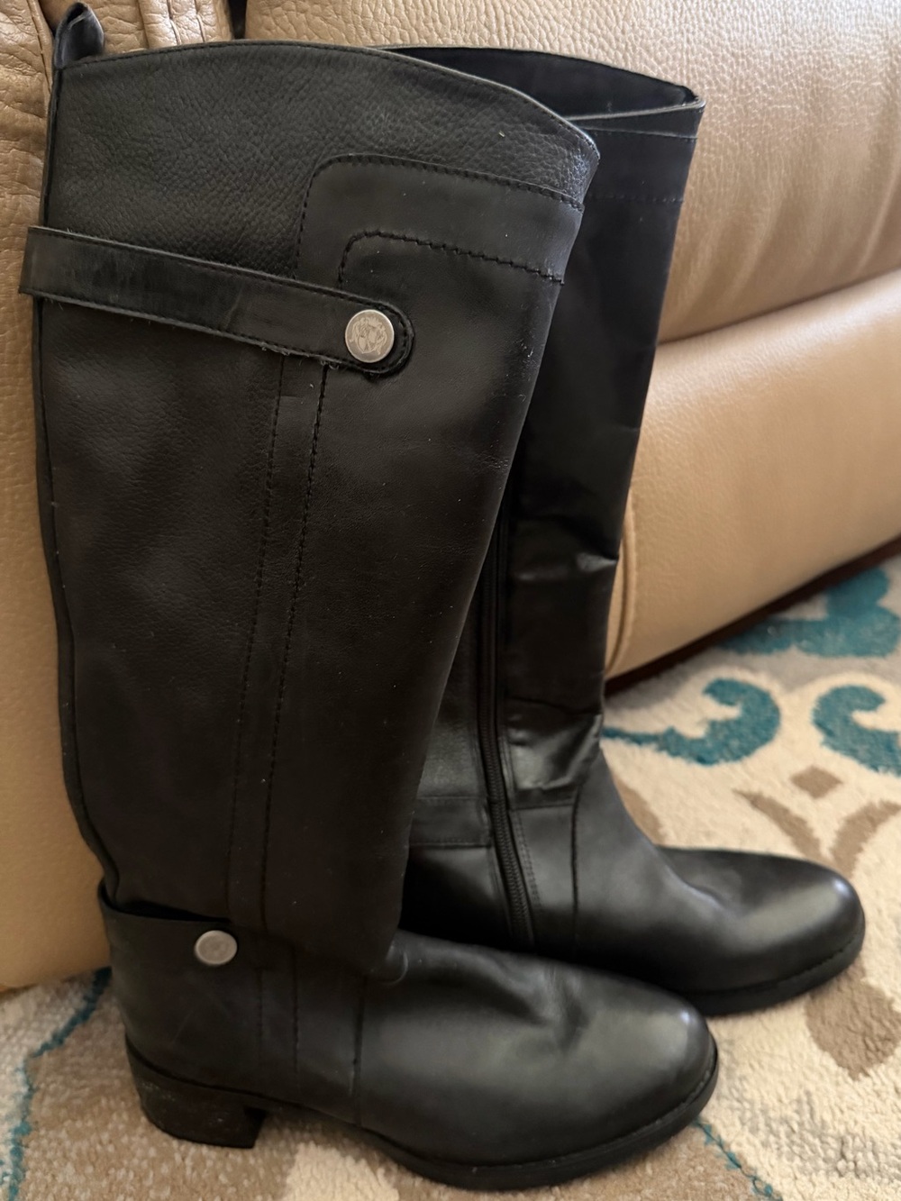 Franco Sarto Black Tall Leather Winter Boots. 5.5M
